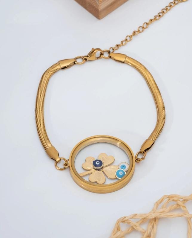 Çelik Kapağı Açılan Yoncalı Bileklik